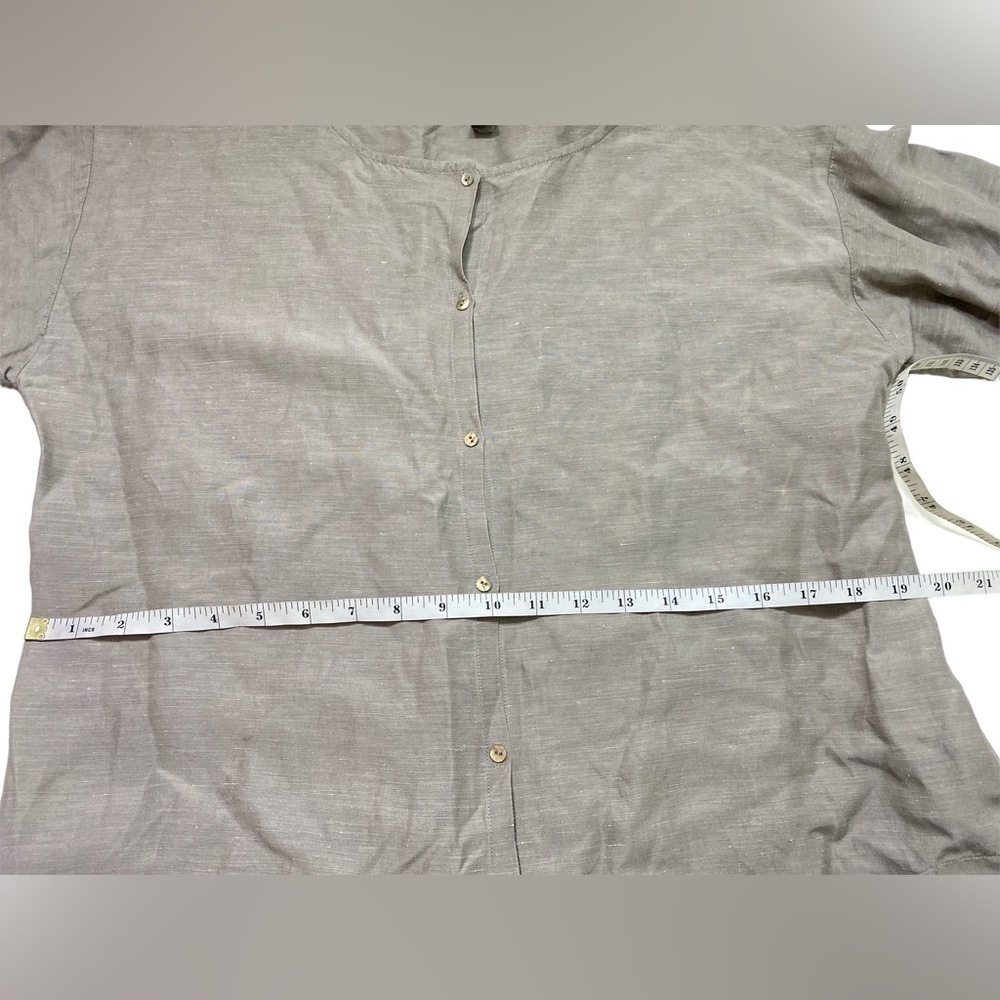 Eileen Fisher - Mandarin collar button down silk linen blouse - Picture 9 of 9